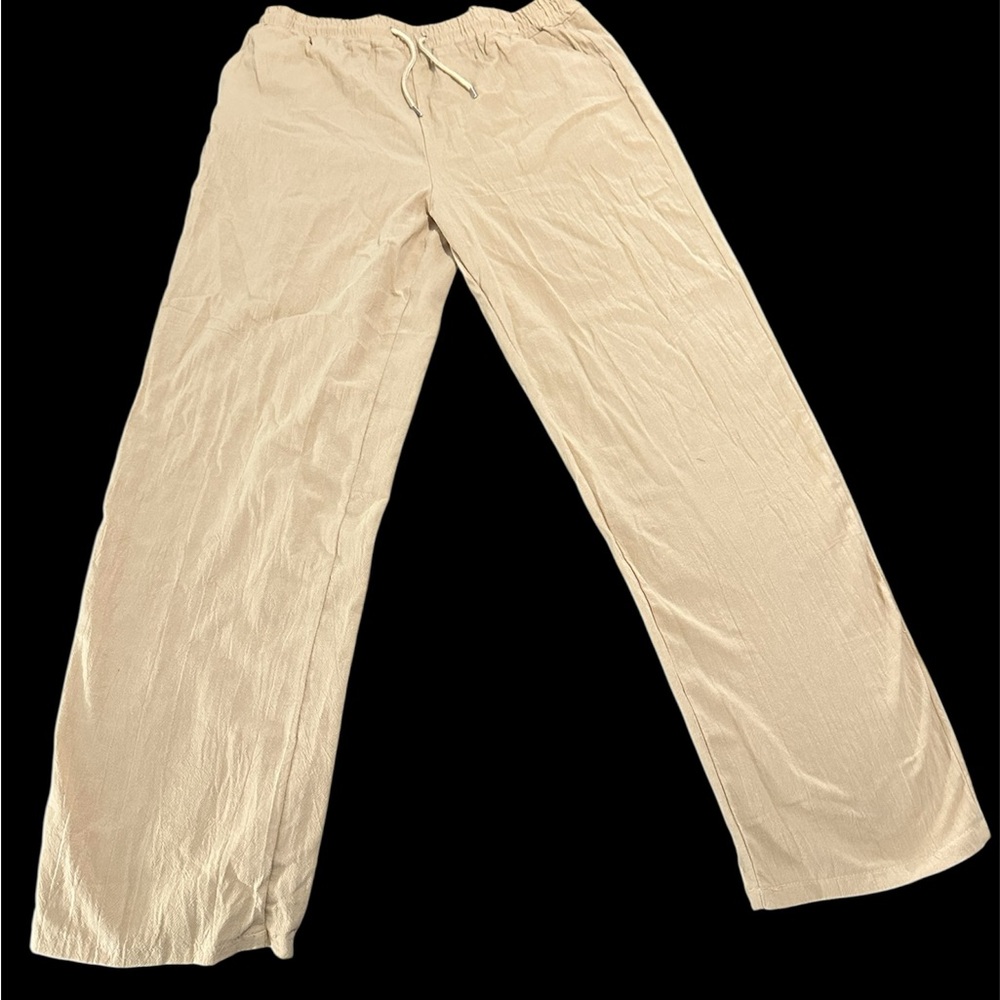 Beige Wide-Leg Pants